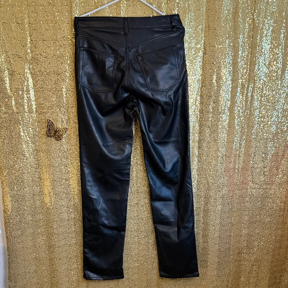 GAP Women's Cheeky Straight Leg High Rise in Black Faux Leather - Picture 2 of 10